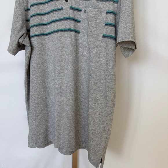 Travis Mathew Men's XL Gray Striped Golf Polo Shirt 3-Button Collared Casual - Picture 3 of 13